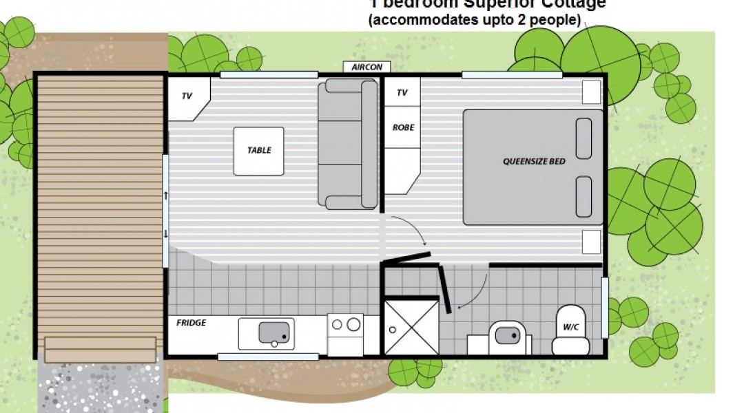 Melbourne BIG4 One Bedroom Superior Cottage Floor Plan