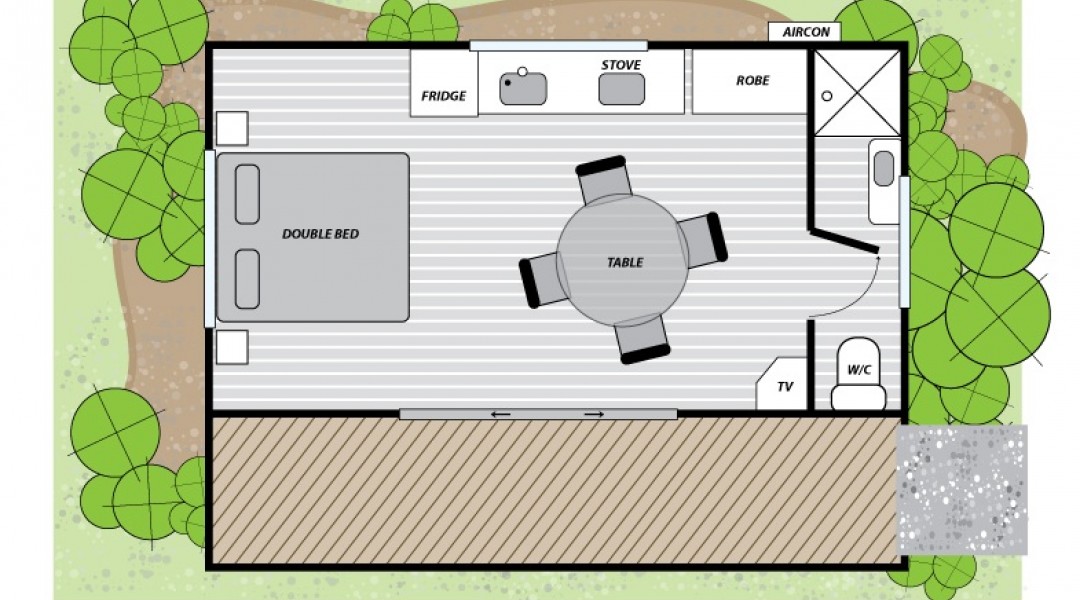 Melbourne BIG4 Studio Cabin Floor Plan